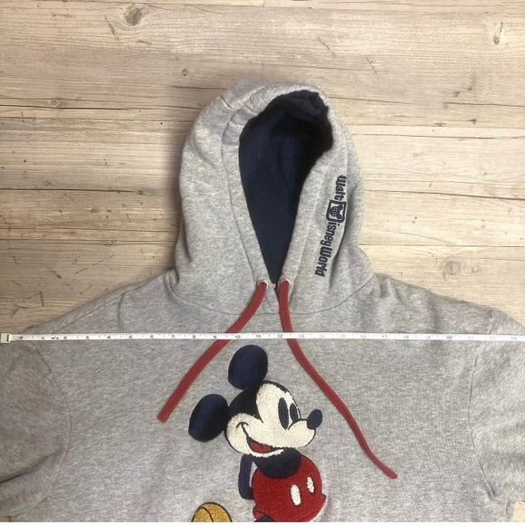 Walt Disney Sz M Original Mickey Mouse Raised Embroidered Hoodie Sweatshirt - Picture 12 of 12